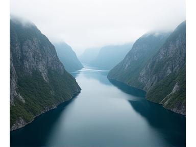 Luftfoto av en majestetisk norsk fjord