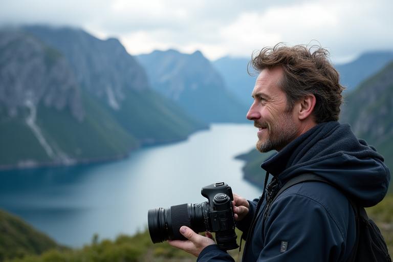 Portrett av ledende Fjordgard Visuals-fotograf i norsk natur