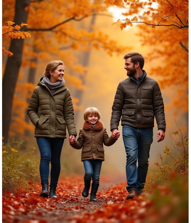 Familieportrett i høstskog